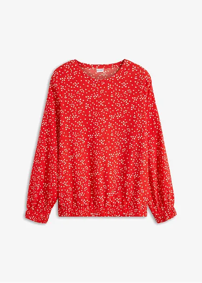 Langarmshirt aus Jerseycrepe in rot von vorne - bonprix