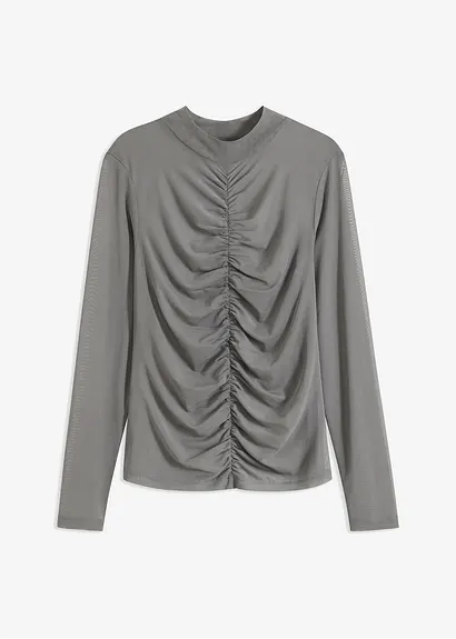 Langarmshirt in grau von vorne - bonprix