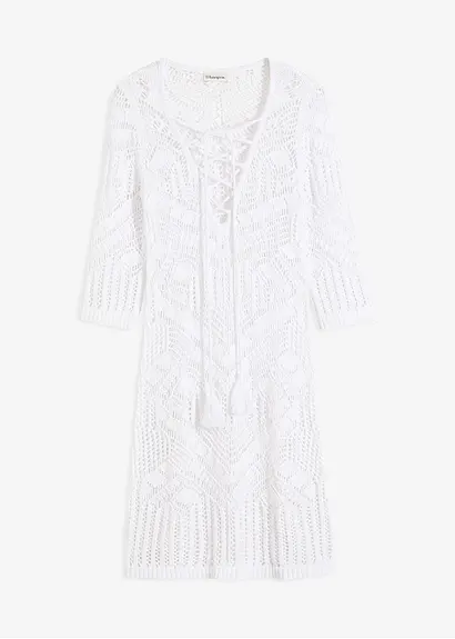 Strand Strickkleid in weiß von vorne - bonprix