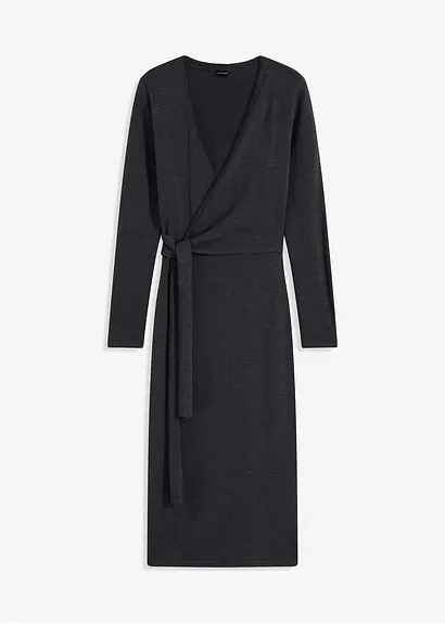 Midi-Strickkleid in grau von vorne - bonprix