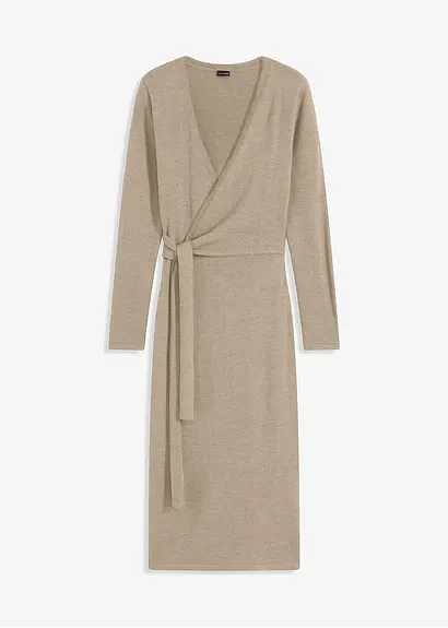 Midi-Strickkleid in beige von vorne - bonprix