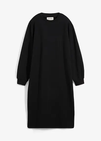 Sweatkleid mit Puffärmeln in schwarz von vorne - bonprix
