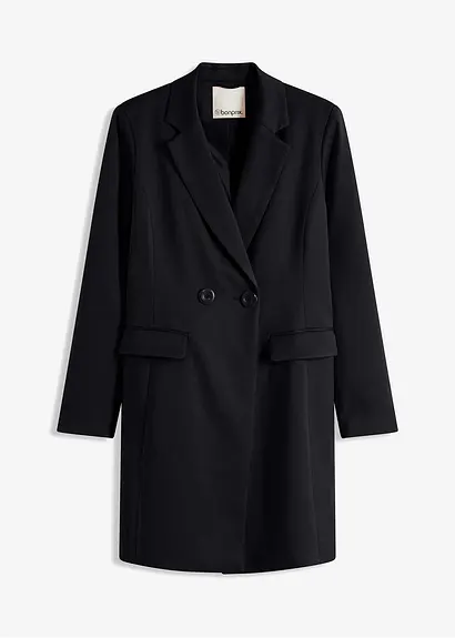Longblazer mit V-Ausschnitt, langarm in schwarz von vorne - bonprix