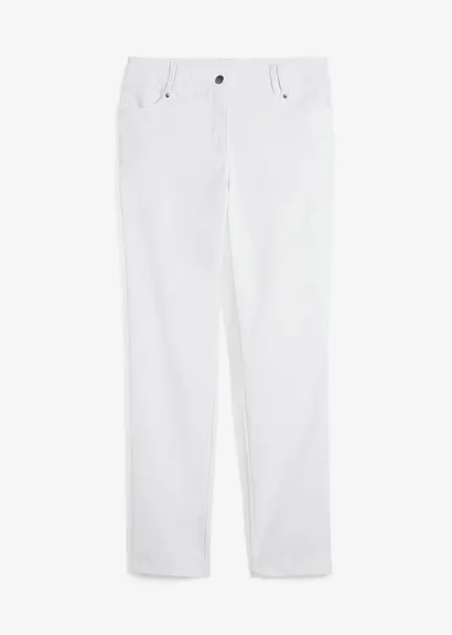 Bengalin-Stretch-Hose mit Bequembund, Straight in weiß von vorne - bonprix