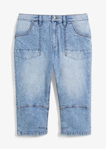 Regular Fit 3/4-Stretch-Jeans, Straight in blau von vorne - bonprix