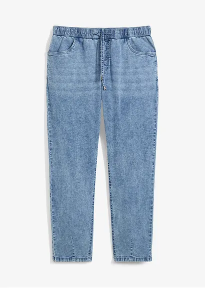 Leichte Relaxed Fit Schlupf-Stretch-Jeans, Straight in blau von vorne - bonprix