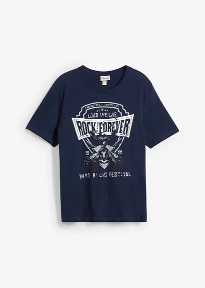 T-Shirt in blau von vorne - bonprix