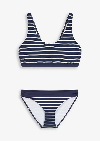 Bustier Bikini (2-tlg.Set) in blau von vorne - bonprix