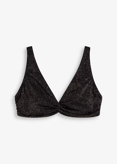 Glitzerndes Bikini Oberteil in schwarz von vorne - bonprix