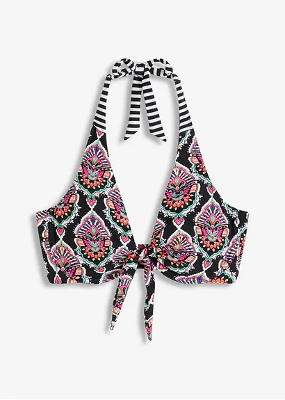Neckholder Bikini Oberteil in schwarz von vorne - bonprix