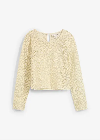 Spitzenbluse mit Jeseytop (2tgl. Set) in beige von vorne - bonprix