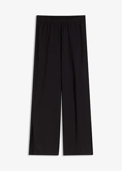 Loungewear Hose mit Seitenschlitz in schwarz von vorne - bonprix