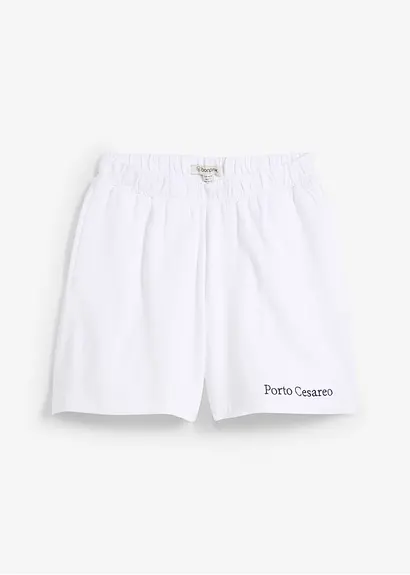 Sweat-Shorts mit Stickerei in weiß von vorne - bonprix