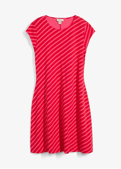 Jersey-Kleid mit figurbetonter Passform in pink von vorne - bonprix