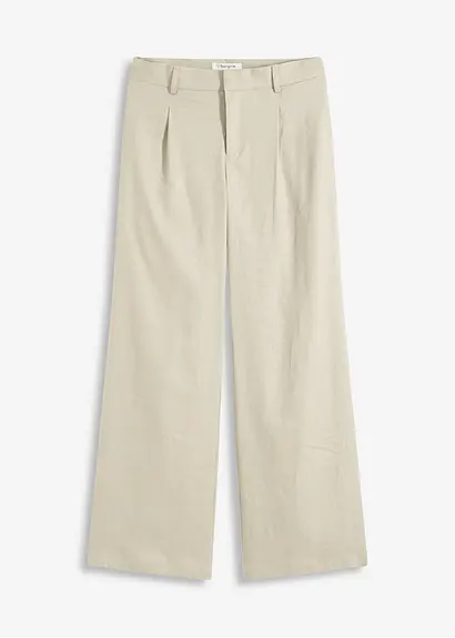 Leinenhose Palazzo in grün von vorne - bonprix