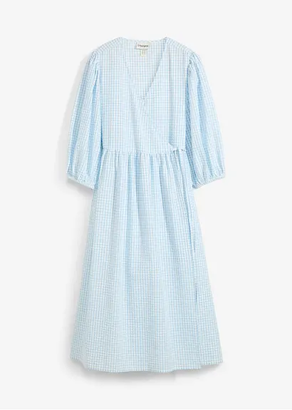 Wickelkleid  aus Strukturmaterial in blau von vorne - bonprix