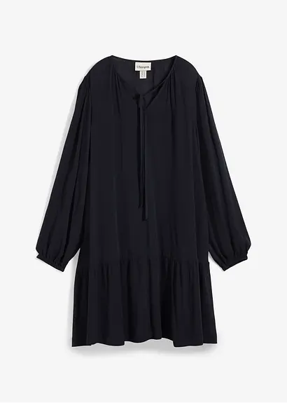 Tunika-Kleid aus fließender Viskose in schwarz von vorne - bonprix