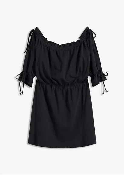 Jerseykleid mit Carmen-Ausschnitt in schwarz von vorne - bonprix