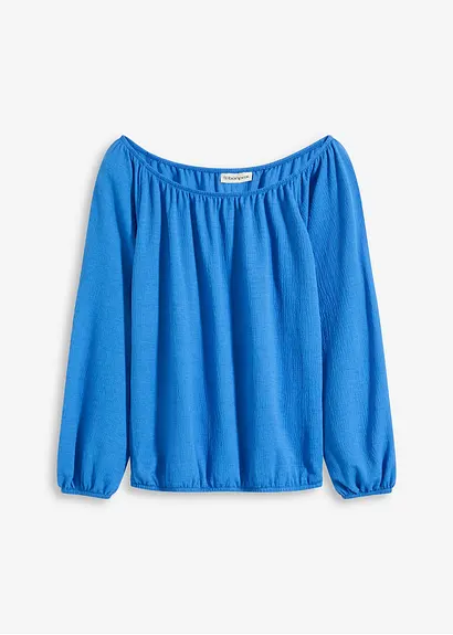Langarmshirt in blau von vorne - bonprix