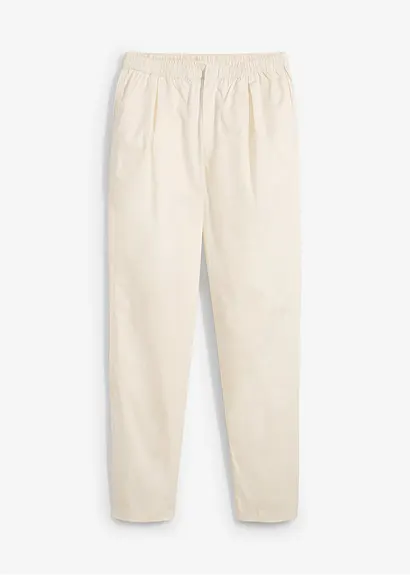 Karottenhose aus elastischem Baumwoll-Mix in beige von vorne - bonprix
