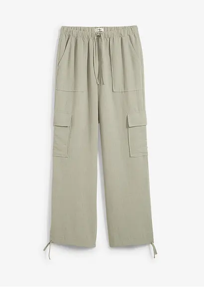 Cargohose aus fließender Qualität in grün von vorne - bonprix