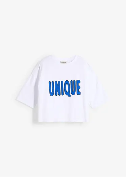 T-Shirt aus reiner Baumwolle in weiß von vorne - bonprix