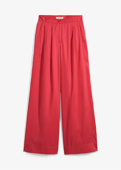 Bundfaltenhose aus fließendem Lyocell in pink von vorne - bonprix