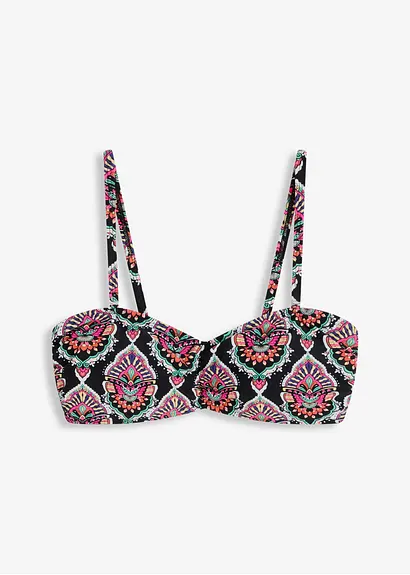 Bandeau Bikini Oberteil in schwarz von vorne - bonprix
