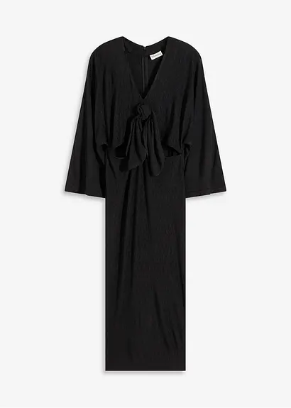 Midikleid mit Cut-Outs in schwarz von vorne - bonprix