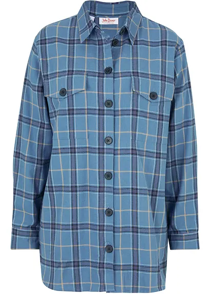 Flanellhemd, extra warm in blau von vorne - bonprix