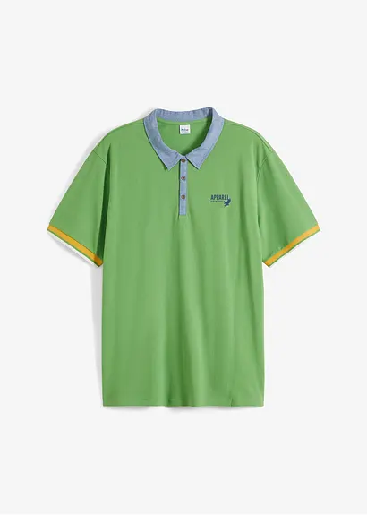 Piqué-Poloshirt aus reiner Bio-Baumwolle, Kurzarm in grün von vorne - bonprix