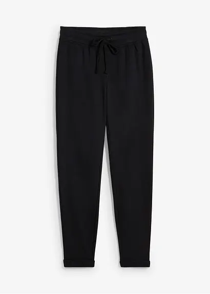 Jogginghose aus weichem Sweat in schwarz von vorne - bonprix