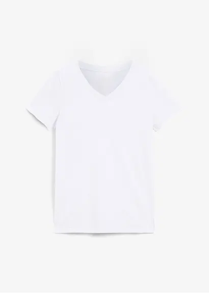 T-Shirt aus reiner Bio-Baumwolle in weiß von vorne - bonprix