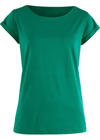 T-Shirt aus reiner Baumwolle in grün von vorne - bonprix