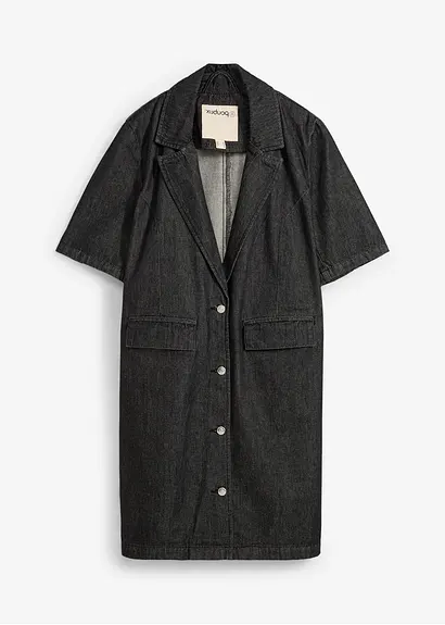 Jeans-Mantel in schwarz von vorne - bonprix