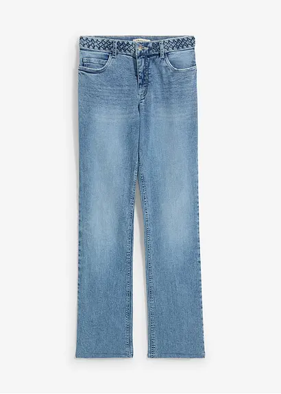 Straight Jeans Mid Waist in blau von vorne - bonprix