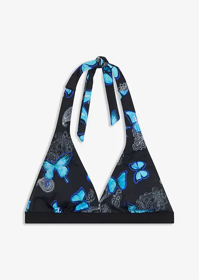 Neckholder Bikini Oberteil in schwarz von vorne - bonprix