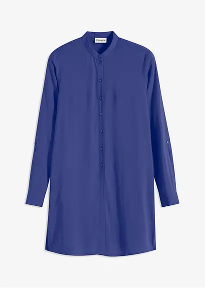 Viskose Longbluse in blau von vorne - bonprix