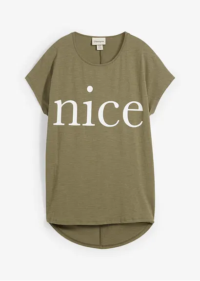 T-Shirt aus reiner Bio-Baumwolle in grün von vorne - bonprix