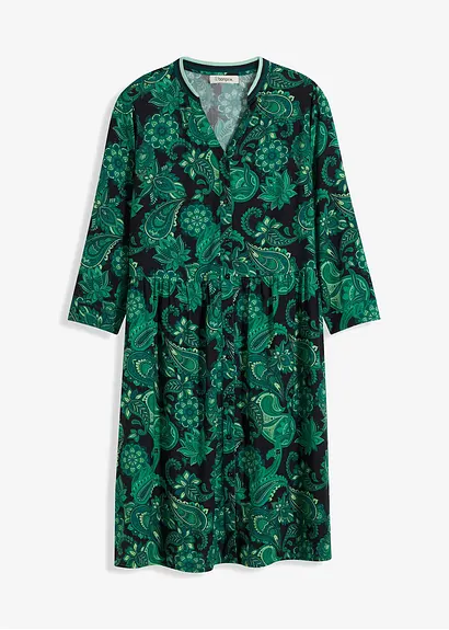 Hemdblusenkleid aus fließender Viskose in schwarz von vorne - bonprix