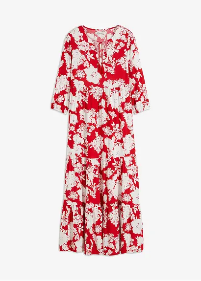 bedrucktes Maxikleid aus fließender Viskose in rot von vorne - bonprix