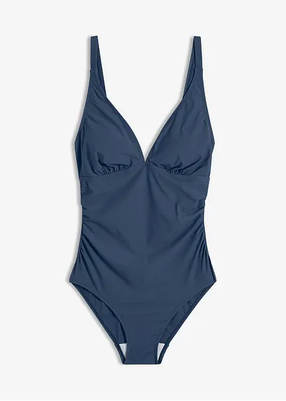 Light Shape-Badeanzug mit V-Ausschnitt in blau von vorne - bonprix