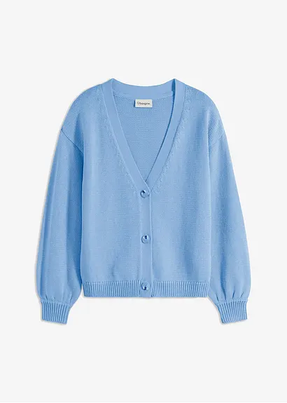 Grobstrickjacke in blau von vorne - bonprix