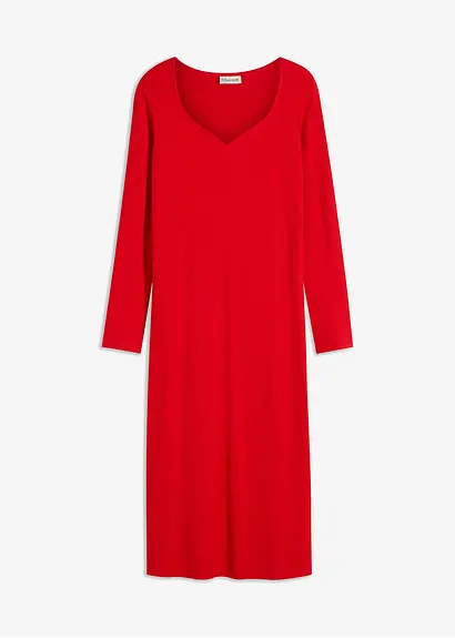 geripptes Midikleid in rot von vorne - bonprix