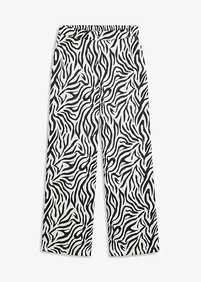 Satin-Palazzo-Hose in weiß von vorne - bonprix