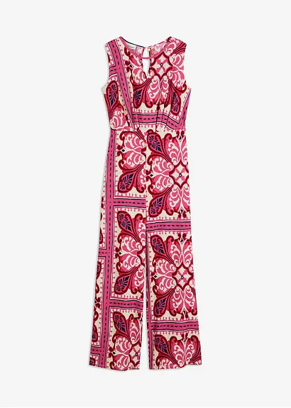 bedruckter Jumpsuit in pink von vorne - bonprix