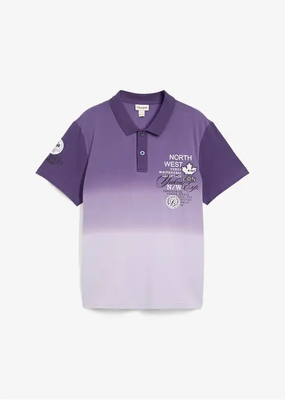 Poloshirt, Kurzarm mit Farbverlauf aus reiner Baumwolle in lila von vorne - bonprix