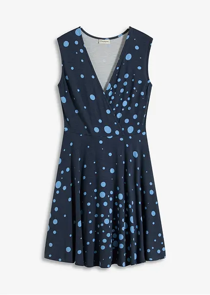 Jerseykleid mit auffälligem Druck in blau von vorne - bonprix