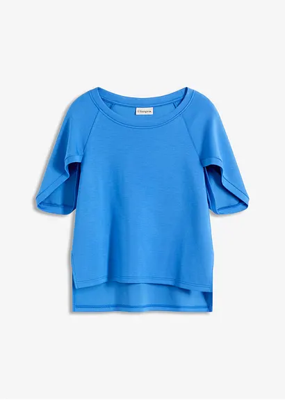 Oversize-Shirt aus fließendem Viskose-Mix in blau von vorne - bonprix