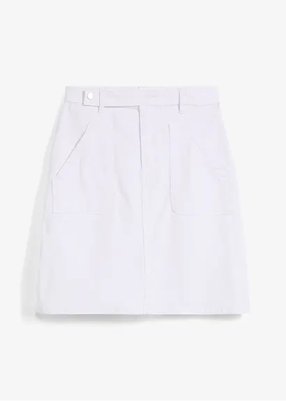 Jeansrock, High Waist, Stretch in weiß von vorne - bonprix